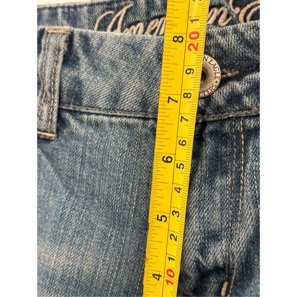 American Eagle Jeans Real‎ Flare Distressed Women Size 6 Blue Mid Rise - Picture 6 of 10